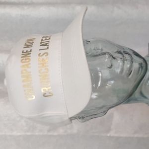 Champagne NOW Brunch Crunches Later Steve Madden Baseball Hat Cap WHITE GOLD NEW
